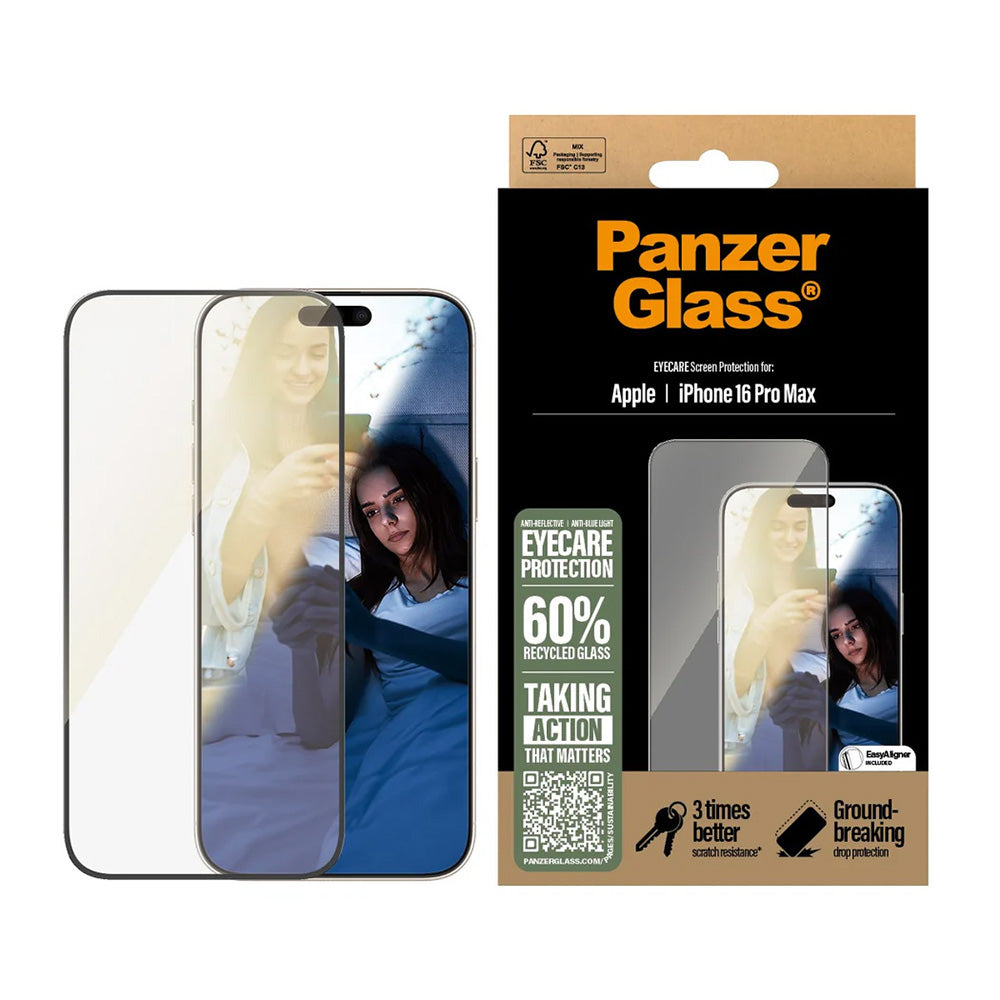 PanzerGlassÂ® - Ultra-Wide Fit EyeCare Screen Protector - iPhone 16 Pro Max - Black