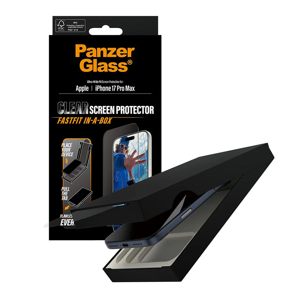 PanzerGlassÂ® - Ultra-Wide Fit Screen Protector w. FASTFIT IN-A-BOX - iPhone 17 Pro Max - Black