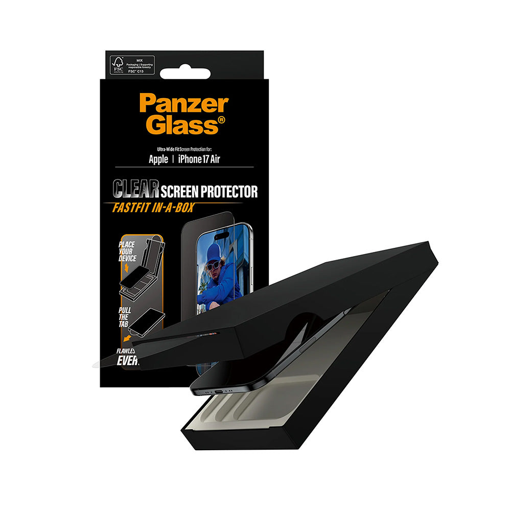 PanzerGlassÂ® - Ultra-Wide Fit Screen Protector w. FASTFIT IN-A-BOX - iPhone 17 Air - Black