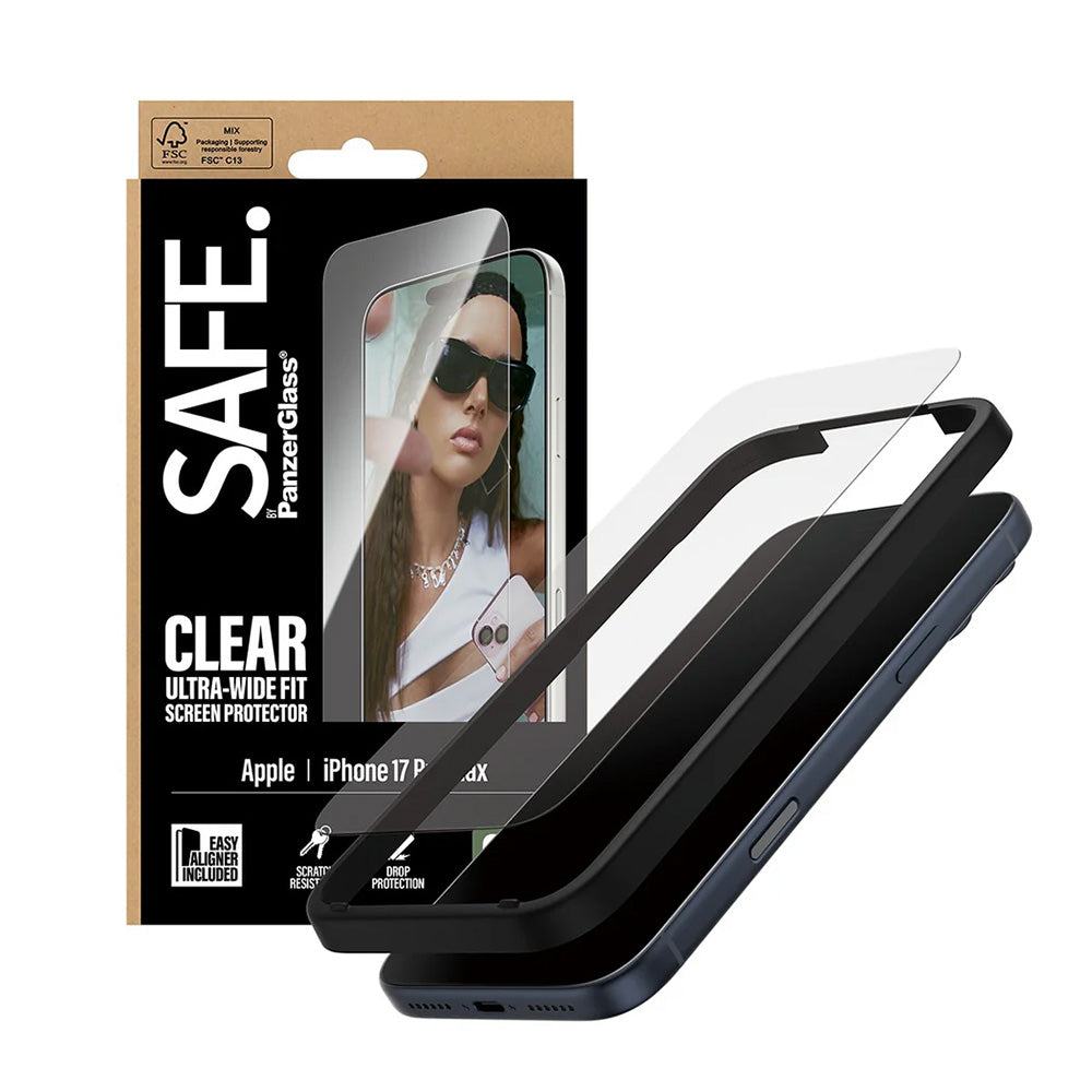 PanzerGlassÂ® - SAFE. Ultra-Wide Fit Screen Protector w. EasyAligner - iPhone 17 Pro Max - Clear