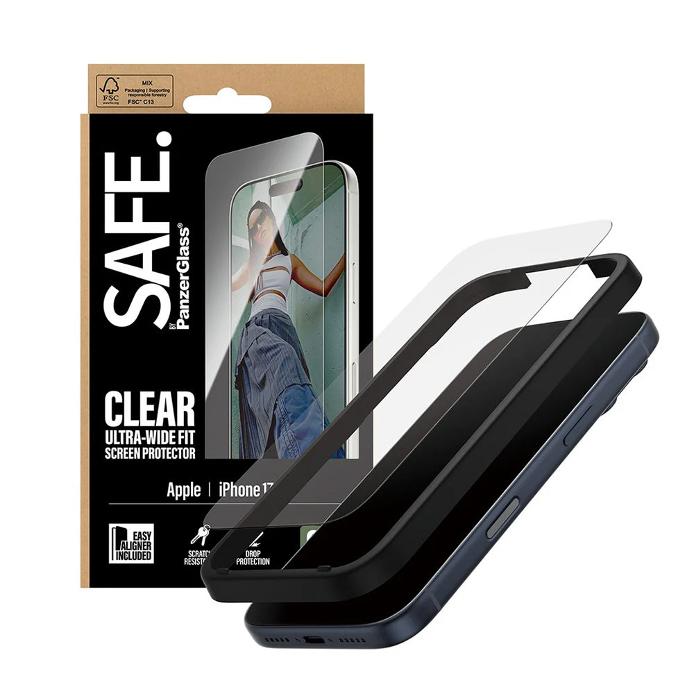 PanzerGlassÂ® - SAFE. Ultra-Wide Fit Screen Protector w. EasyAligner - iPhone 17 Pro - Clear