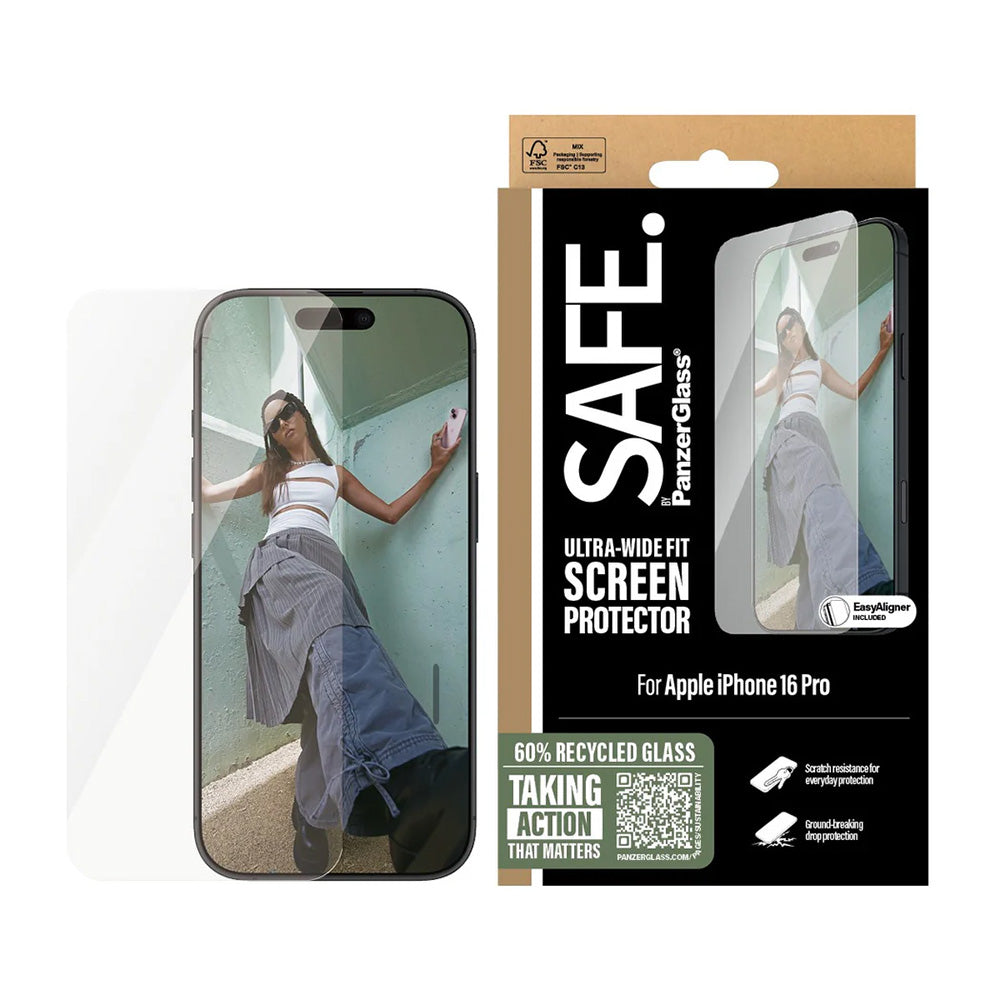 PanzerGlassÂ® - SAFE. Ultra-Wide Fit Screen Protector - iPhone 16 Pro - Clear