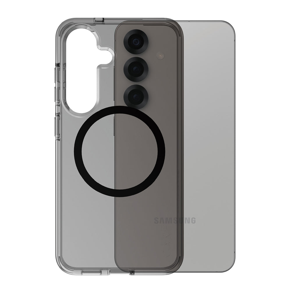 PanzerGlassÂ® - CARE Flagship Urban Combat Black Qi Compatible - Samsung Galaxy S25 - Smokey