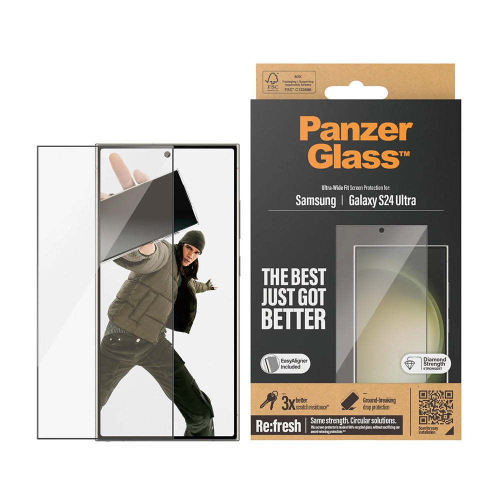 PanzerGlassÂ® - Ultra-Wide Fit Screen Protector w. EasyAligner - Samsung Galaxy S24 Ultra - Black