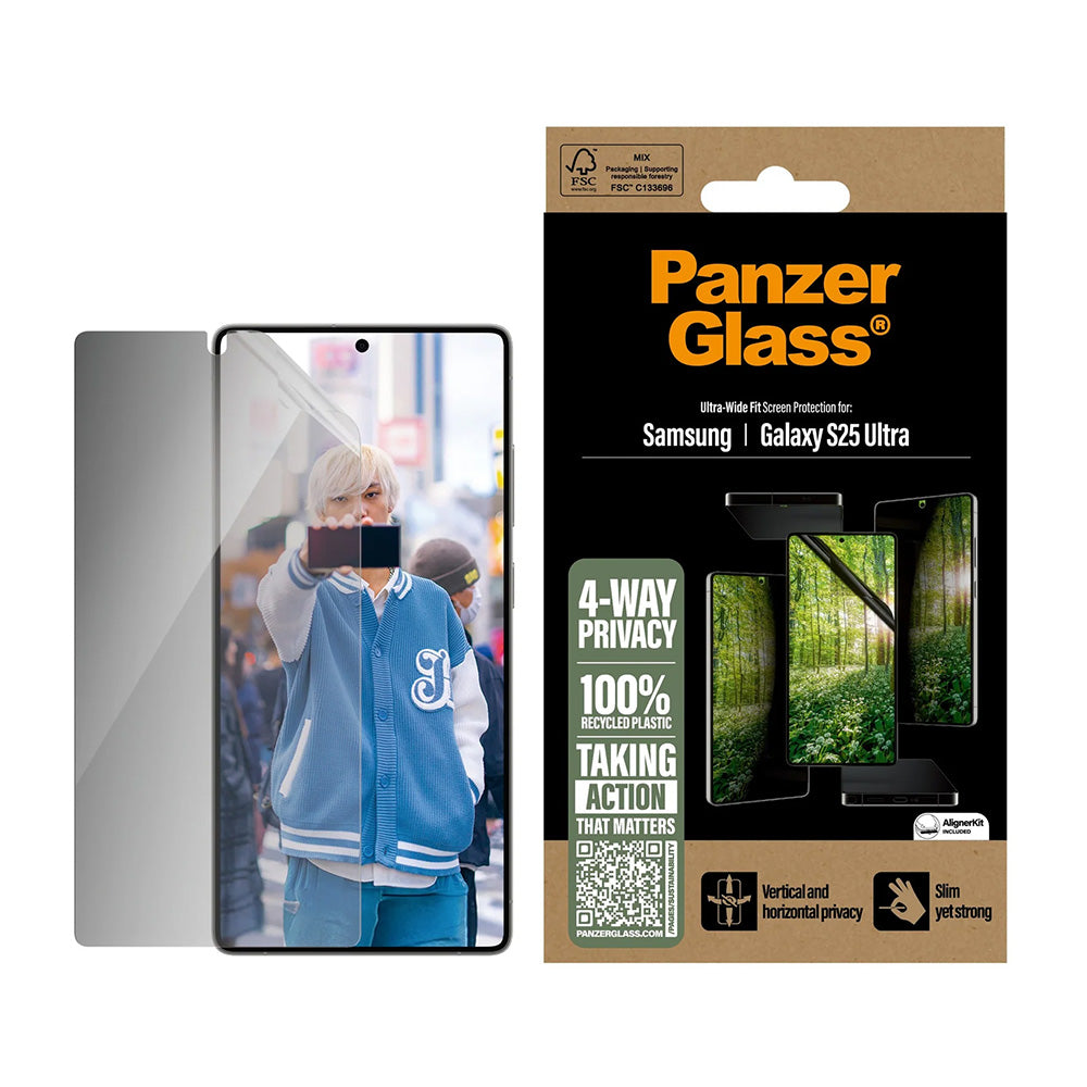 PanzerGlassÂ® - Ultra-Wide Fit ECO MATRIX 4-way Privacy Screen Protector - Samsung Galaxy S25 Ultra - Clear