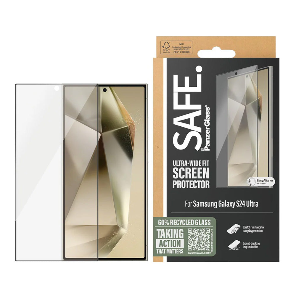 PanzerGlassÂ® - SAFE. Ultra-Wide Fit Screen Protector w. EasyAligner - Samsung Galaxy S24 Ultra - Black