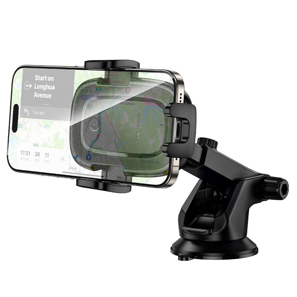 Borofone - Car Holder with Wireless Charging Follower (BH223) - for Windshield/Dashboard, 15W, 4.5-7.0inch - Black