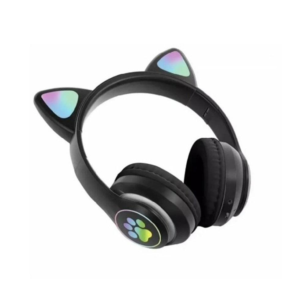Borofone - Wireless Headphones Cat Ear (BO18) - Bluetooth V5.0, 400mAh, Ergonomic Design, LED Lights - Black
