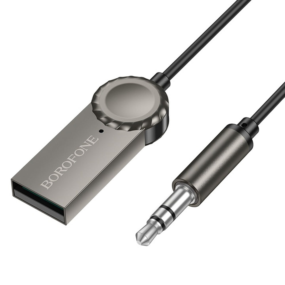 Borofone - Cable Audio Receiver Peaceful (BC56) - Bluetooth V5.0 Adapter, Jack 3.5mm - Metal Gray