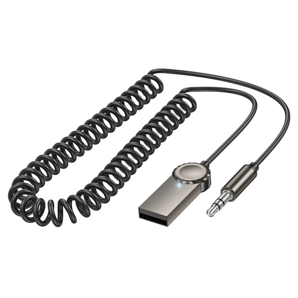 Borofone - Cable Audio Receiver Peaceful (BC56) - Bluetooth V5.0 Adapter, Jack 3.5mm - Metal Gray