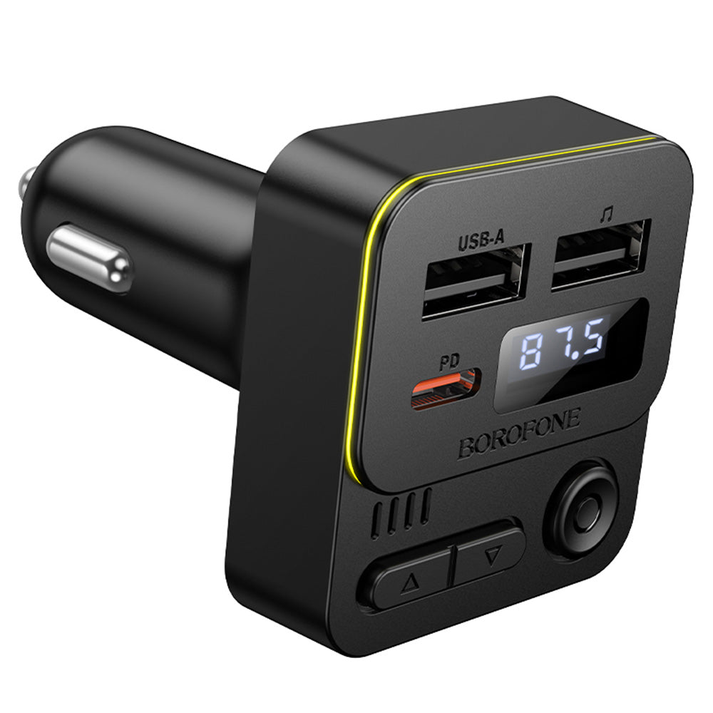 Borofone - FM Modulator and Car Charger Hero (BC60) - Bluetooth V5.4, 2x USB, Type-C, 35W, MP3 - Black