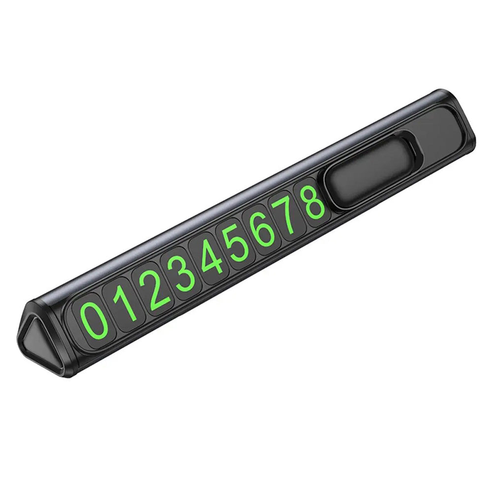 Borofone - Parking Number Ronny (FC3) - for Dashboard, Aluminum Alloy, Number Hiding - Black Metal Gray