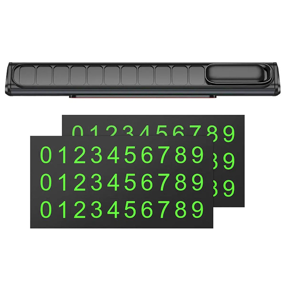 Borofone - Parking Number Ronny (FC3) - for Dashboard, Aluminum Alloy, Number Hiding - Black Metal Gray