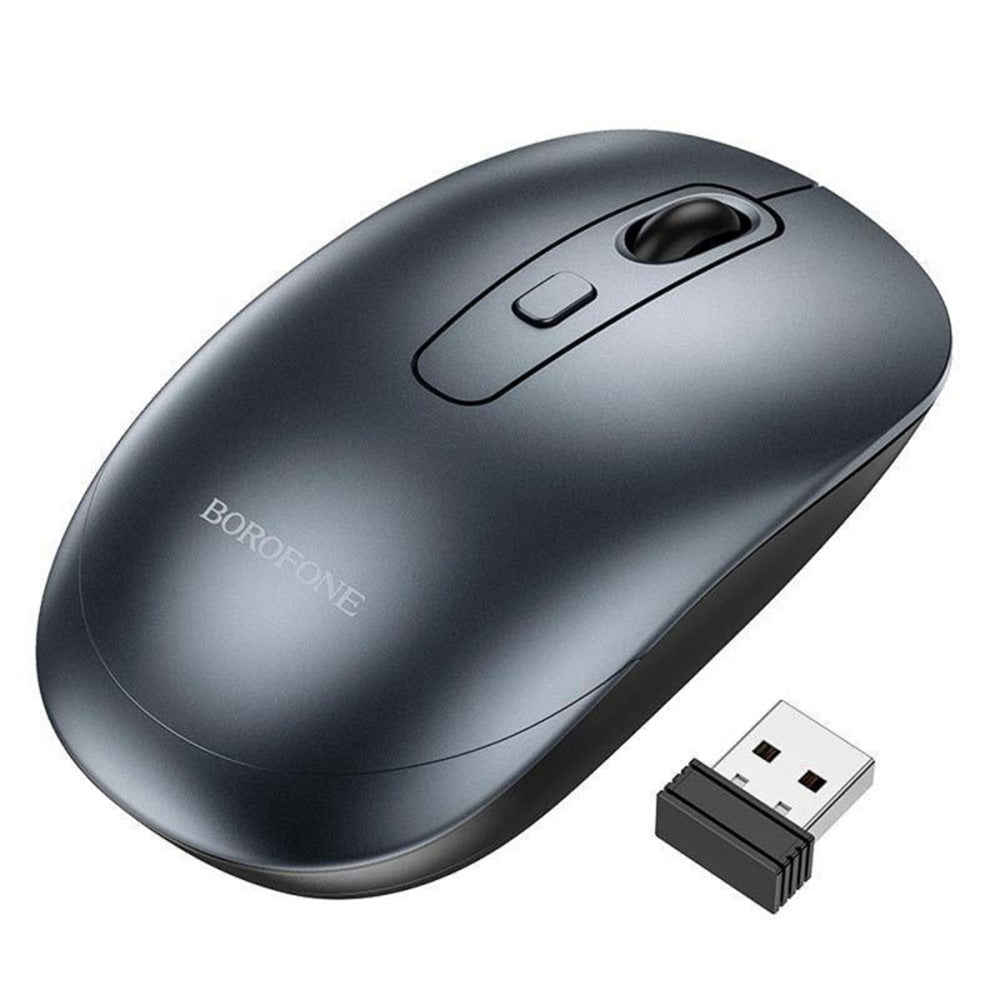 Borofone - Wireless Mouse Winner (BG13) - 2.4Ghz, 1600DPI, Lightweight Design, Ergonomic Design - Black Metal Gray