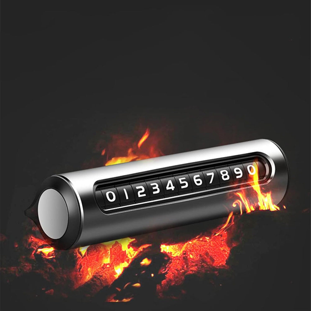 Techsuit - Premium Phone Number Plate SlideGuard (SN2) - Temporary Parking Sign for Dashboard, Adhesive, Zinc Alloy - Black