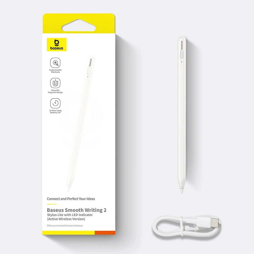 Baseus - Stylus Pen Smooth Writing 2 Series (P80015802213-03) - for iPad, Type-C, Active, Magnetic, Palm-Rejection - White