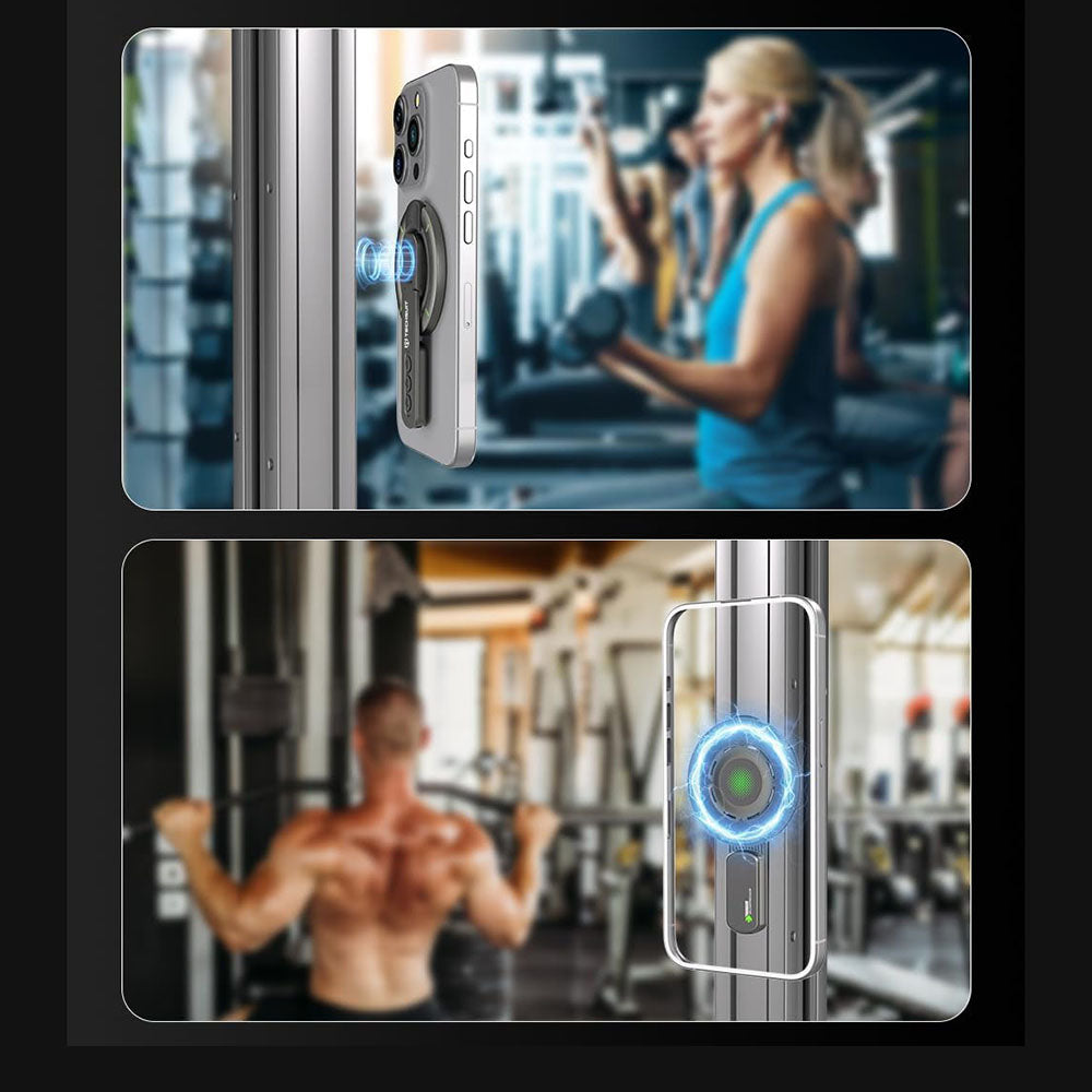 Techsuit - Premium MagSafe Ring Holder AluStandX (SB1) -  for Desk, 360° Magnetic, Adjustable Stand, Aluminum & Zinc - Gray