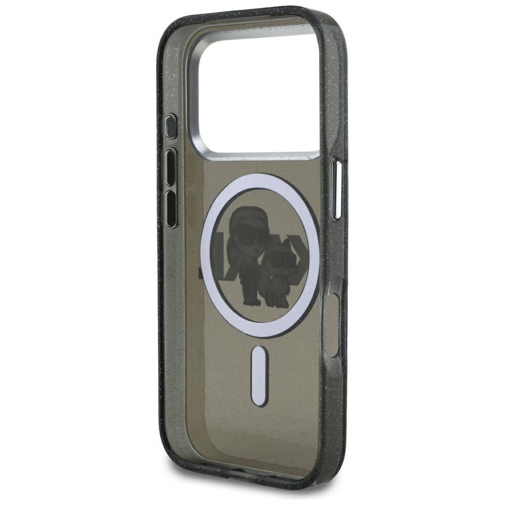 Karl Lagerfeld - IML Glitter Karl & Choupette Sketch Logo MagSafe (KLHMP17LHGKCGKBK) - iPhone 17 Pro - Black