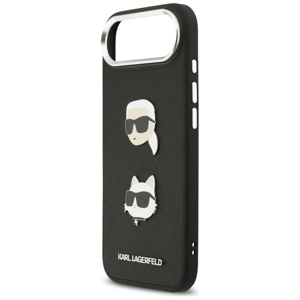 Karl Lagerfeld - FW Grained Karl & Choupette Heads Pins & Logo (KLHCP17MPSFDHPOK) - iPhone 17 Air - Black