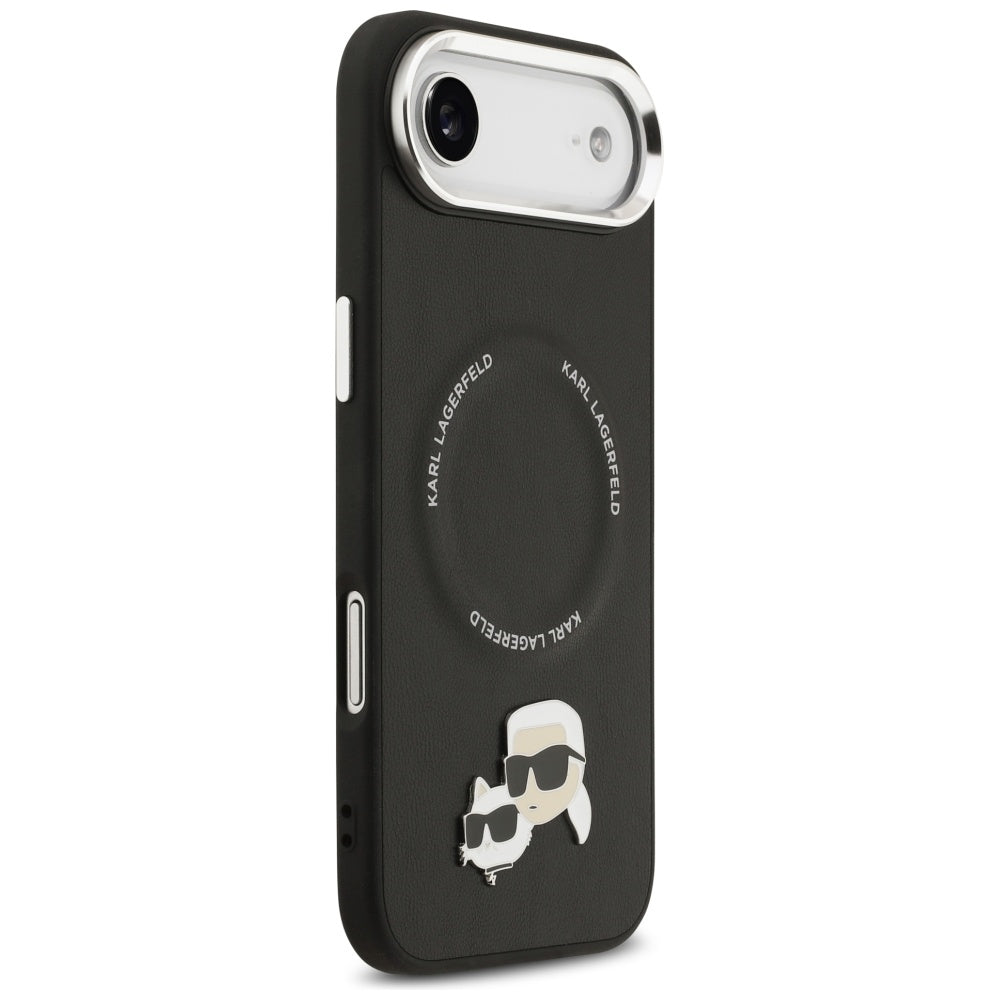 Karl Lagerfeld - Leather Karl & Choupette Pins MagSafe (KLHMP17MPSMLRKCK) - iPhone 17 Air - Black