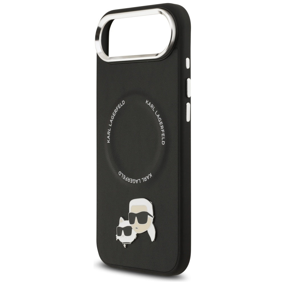 Karl Lagerfeld - Leather Karl & Choupette Pins MagSafe (KLHMP17MPSMLRKCK) - iPhone 17 Air - Black