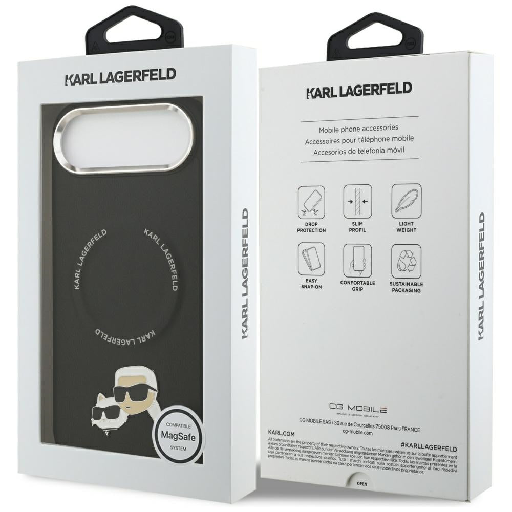 Karl Lagerfeld - Leather Karl & Choupette Pins MagSafe (KLHMP17MPSMLRKCK) - iPhone 17 Air - Black