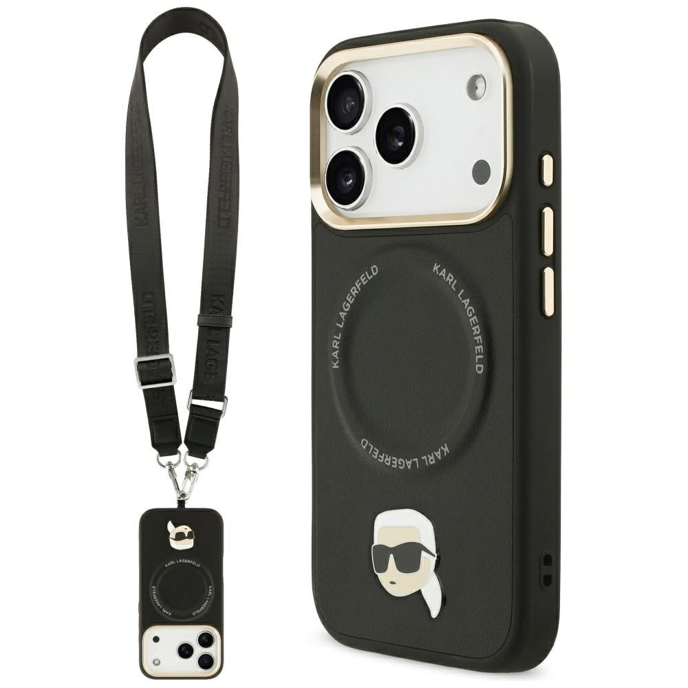 Karl Lagerfeld - Hardcase Big Strap Karl Metal Logo MagSafe (KLHMP17LPCRLRKLK) - iPhone 17 Pro - Black