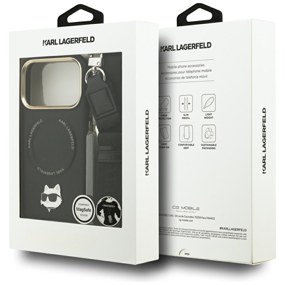 Karl Lagerfeld - Hardcase Big Strap Karl Metal Logo MagSafe (KLHMP17LPCRLRCHK) - iPhone 17 Pro - Black