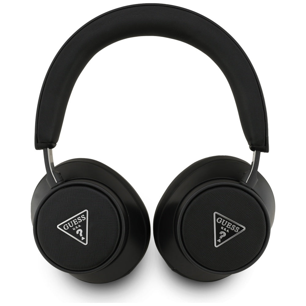 Guess - Wireless Headphones Saffiano Triangle Logo (GUBHC15PGMRTRK) - Bluetooth, ENC, On-ear, Eco Leather - Black