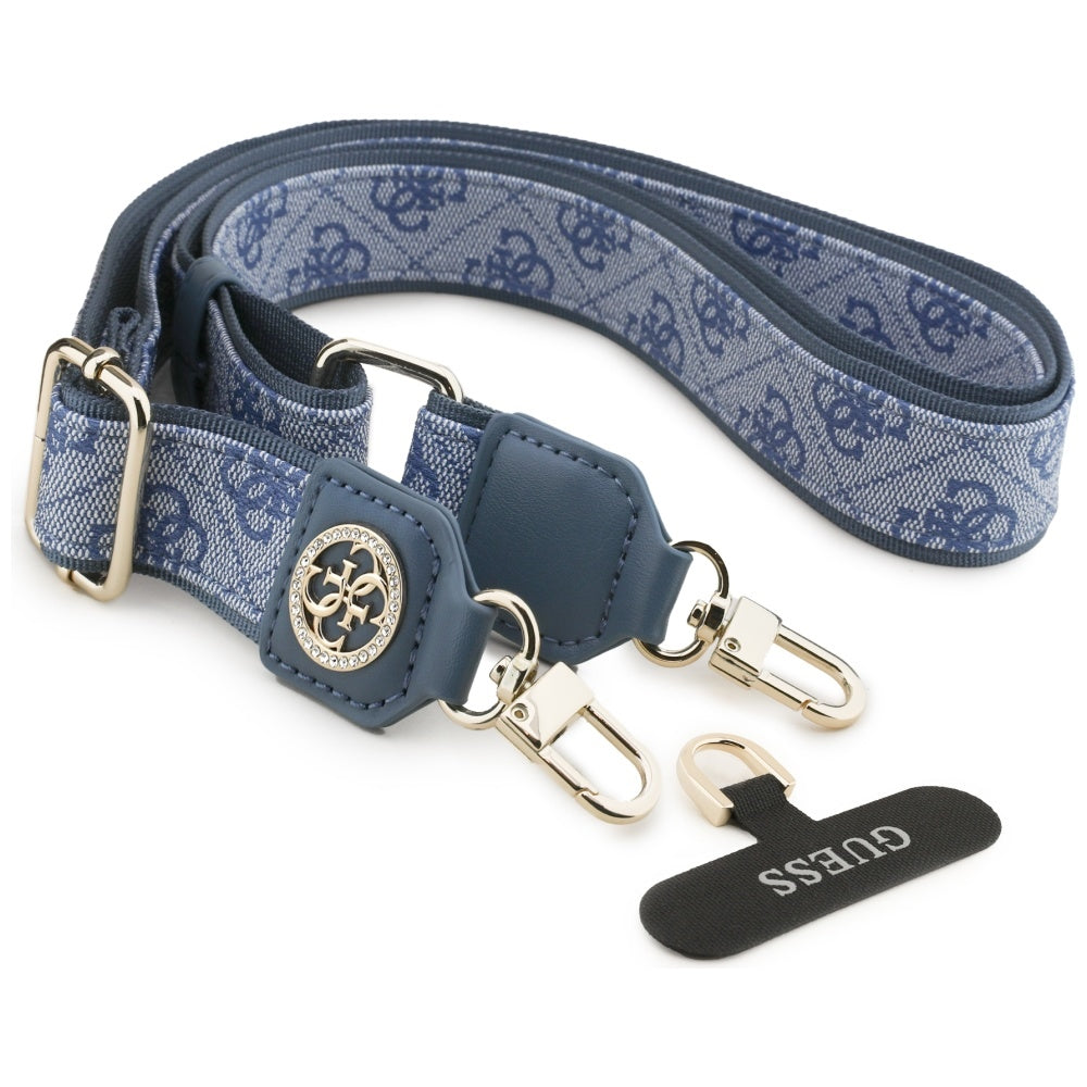Guess - Strap Tether Patch 4G Strass Metal Logo (GUUCNP4DGMB) - Universal, Adjustable, Polyurethane Leather, 1.5m - Blue