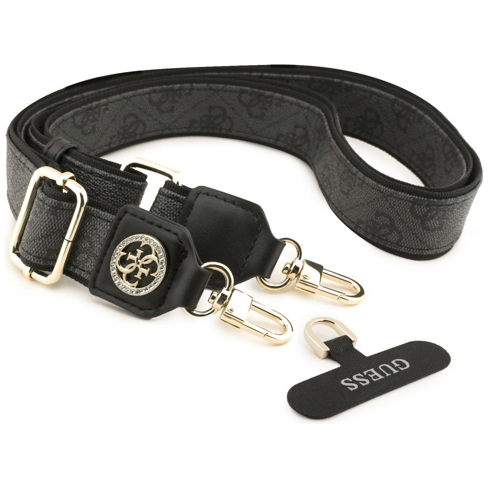 Guess - Strap Tether Patch 4G Strass Metal Logo (GUUCNP4DGMK) - Universal, Adjustable, Polyurethane Leather, 1.5m - Black