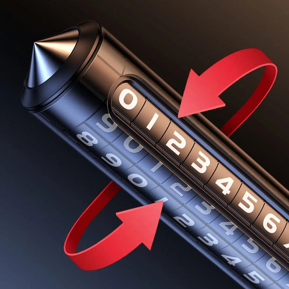 Techsuit - Premium Phone Number Plate ResQTag (SN3) - Temporary Parking Sign for Dashboard, with Adhesive, Zinc Alloy - Gray