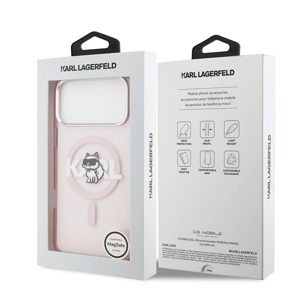 Karl Lagerfeld - IML Choupette Sketch Logo MagSafe (KLHMP17LHGCHGKBP) - iPhone 17 Pro - Pink