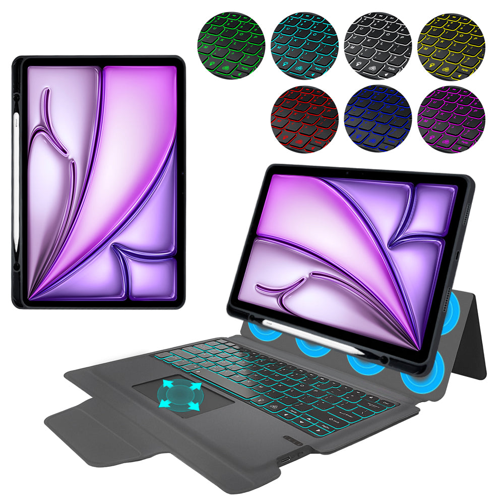 Techsuit - KeyTab Pro + Screen Protector (with RGB Wireless Keyboard/Τεχνολογία > Αξεσουάρ Κινητών > Γραφίδες Αφής Holder) - iPad Air 13 (2024 / 2025)Â - Black