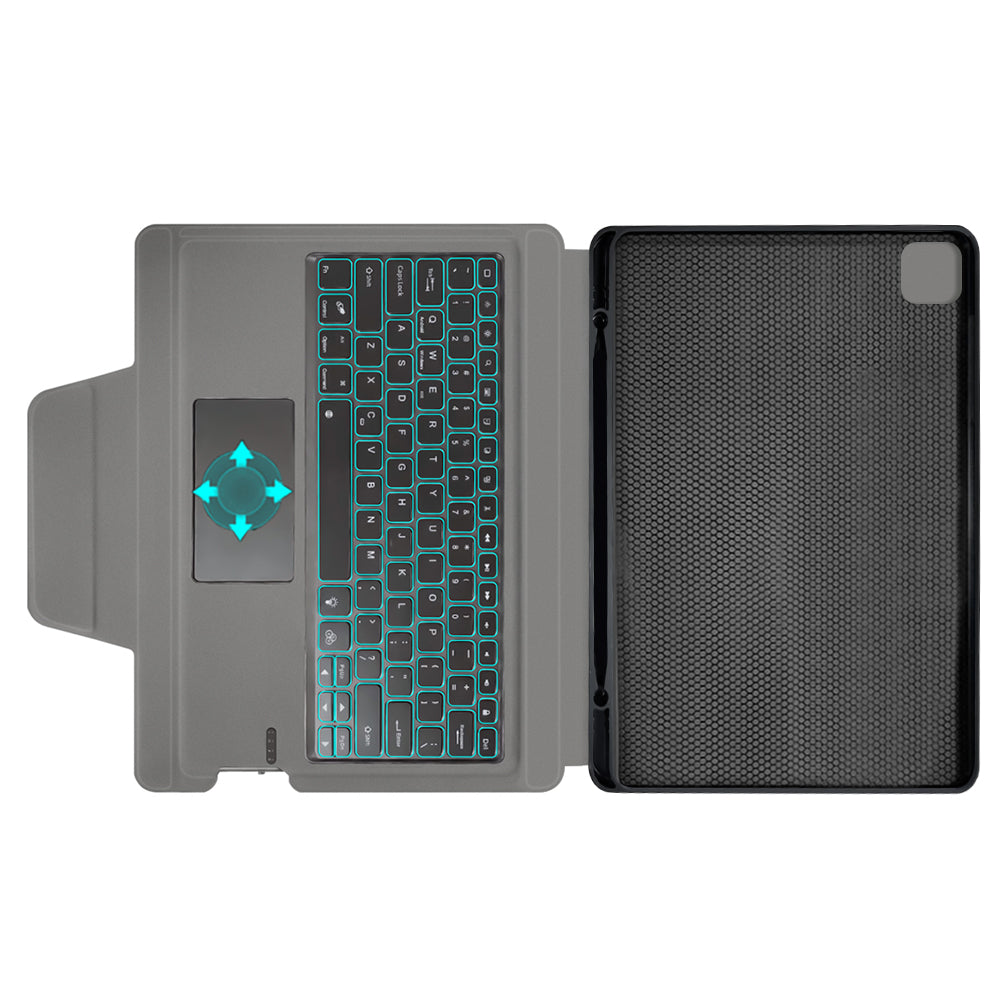 Techsuit - KeyTab Pro + Screen Protector (with RGB Wireless Keyboard/Stylus Pen Holder) - iPad Air 13 (2024 / 2025) - Black