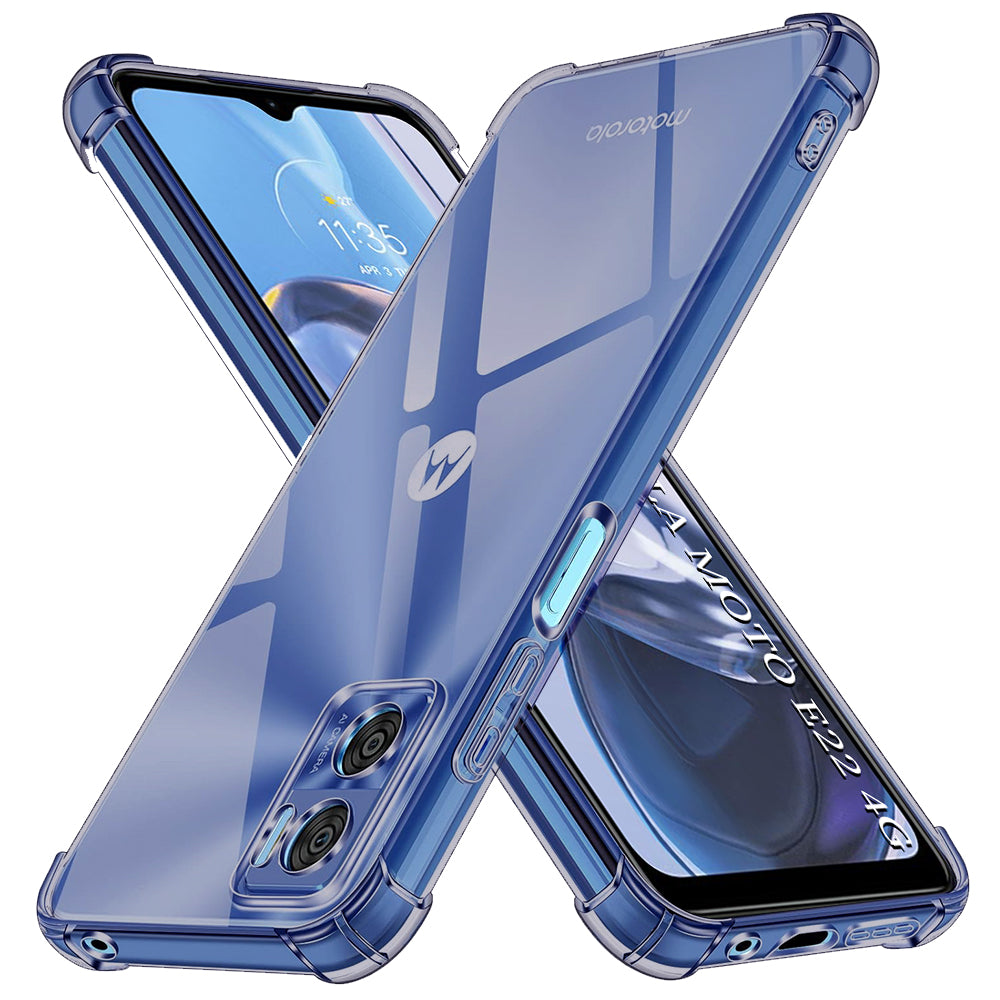 Techsuit - Shockproof Clear Silicone - Motorola Moto E22 / Moto E22i - Smoke Black