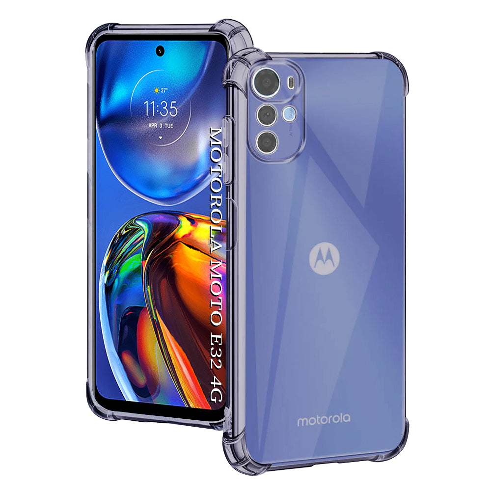 Techsuit - Shockproof Clear Silicone - Motorola Moto E32 / Moto E32s - Smoke Black