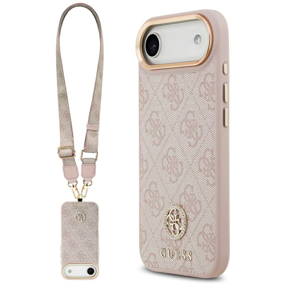 Guess - Hardcase 4G Strass Logo & Big Strap (GUHMP17MP4G4DCSP) - iPhone 17 Air - Pink