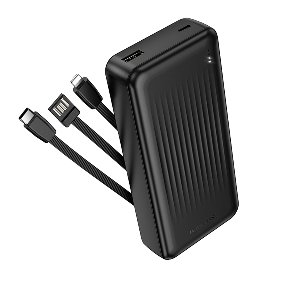 Borofone - Power Bank (BJ79A) - with USB-C, USB, Lightning Cables, USB, Type-C, LED Indicator, 20000mAh - Black