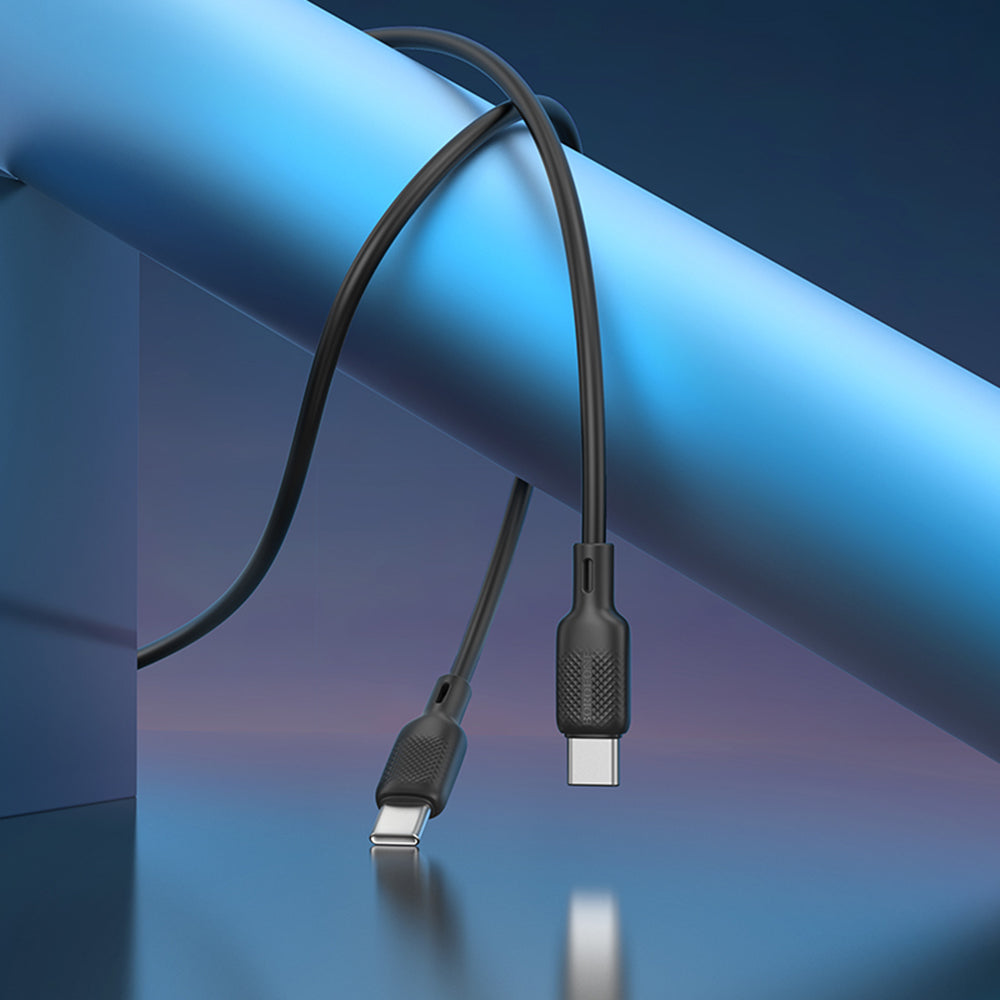 Borofone - Data Cable Lenny Series (BX113) - Type-C to Type-C, Silicone, PD60W, 3A, 2m - Black