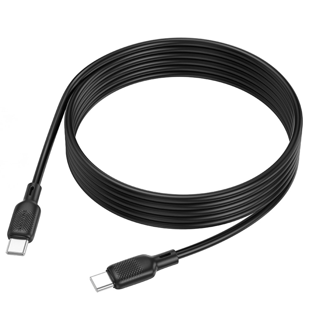 Borofone - Data Cable Lenny Series (BX113) - Type-C to Type-C, Silicone, PD60W, 3A, 2m - Black