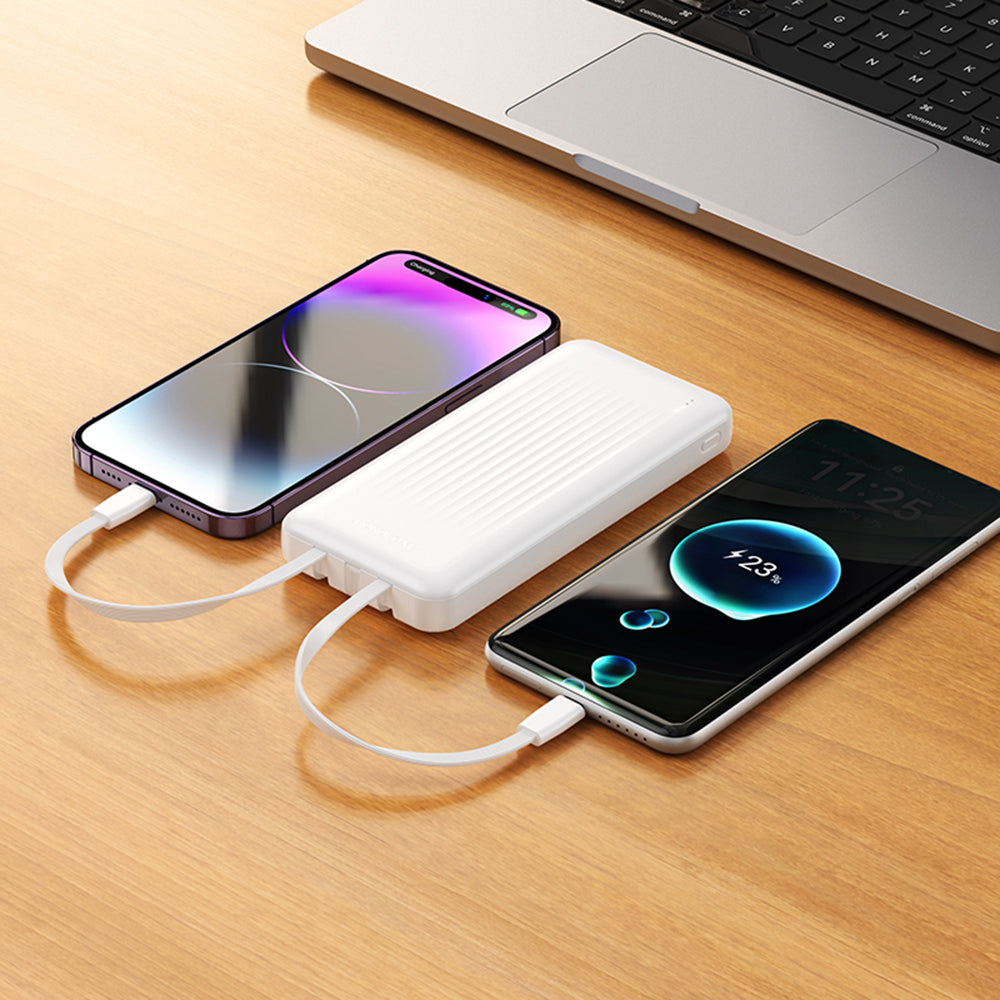 Borofone - Power Bank Clever Series (BJ79) - with Built-in 3x Cable, USB, USB-C, Lightning, Indicator, 2A, 10000mAh - Black