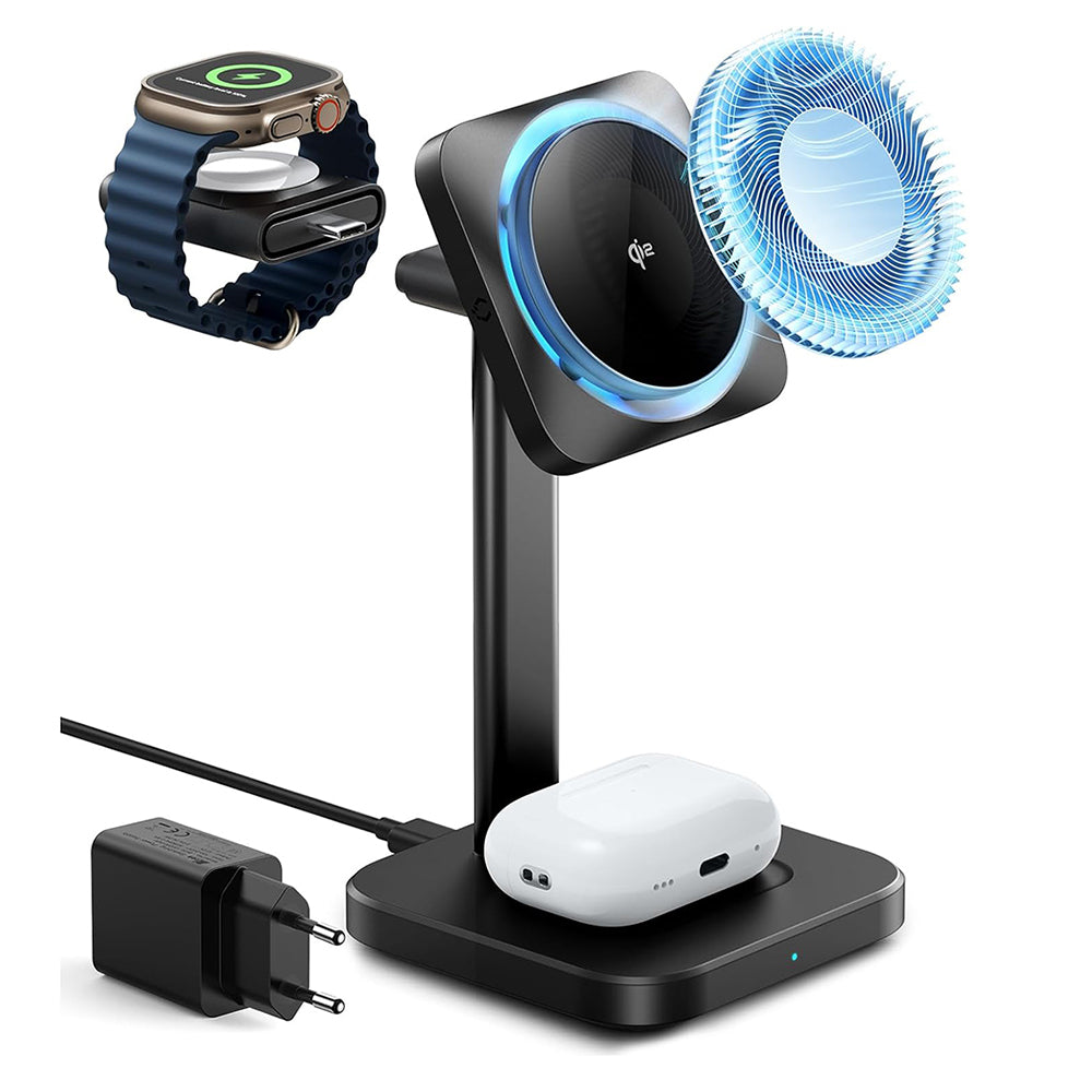 ESR - CryoBoost Charging Station (2C5880861) - for Apple Devices, with Adapter, Detachable Watch Charger, Qi2.2, 35W - Black