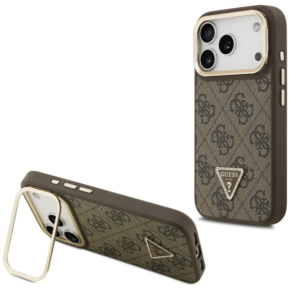 Guess - Hardcase 4G Triangle Logo MagSafe with Stand Camera (GUHMP17LPCS4GPTW) - iPhone 17 Pro - Brown