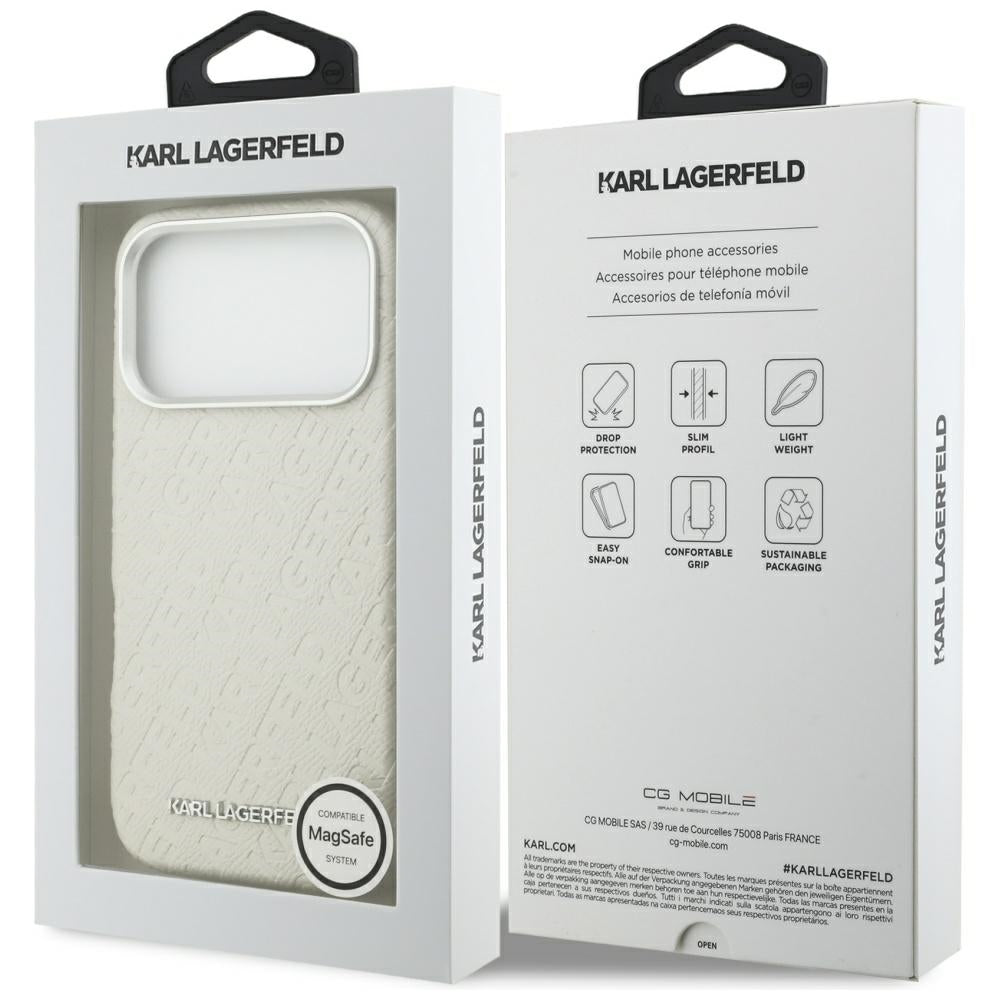 Karl Lagerfeld - Hardcase FW Stamped Karl MagSafe (KLHMP17LPGKLFOFE) - iPhone 17 Pro - Beige