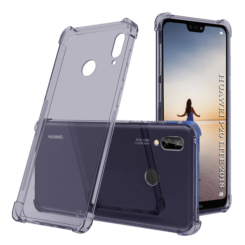 Techsuit - Shockproof Clear Silicone - Huawei P20 Lite - Smoke Black