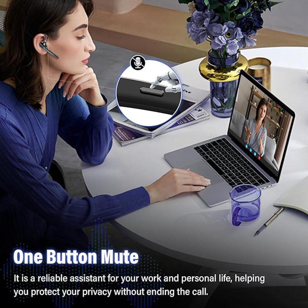 Techsuit - Premium Bluetooth Headset TalkZen (G9) - HandsFree, BT5.1, Dual Noise Cancelling Microphone, 500mAh, 72hrs - Black