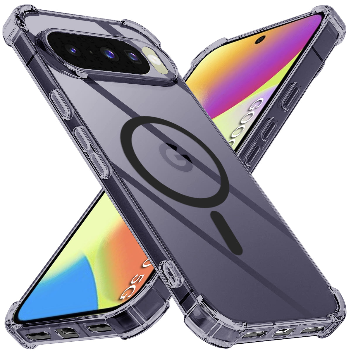 Techsuit - Shockproof Clear Silicone MagSafe - Google Pixel 10 / 10 Pro - Smoke Black