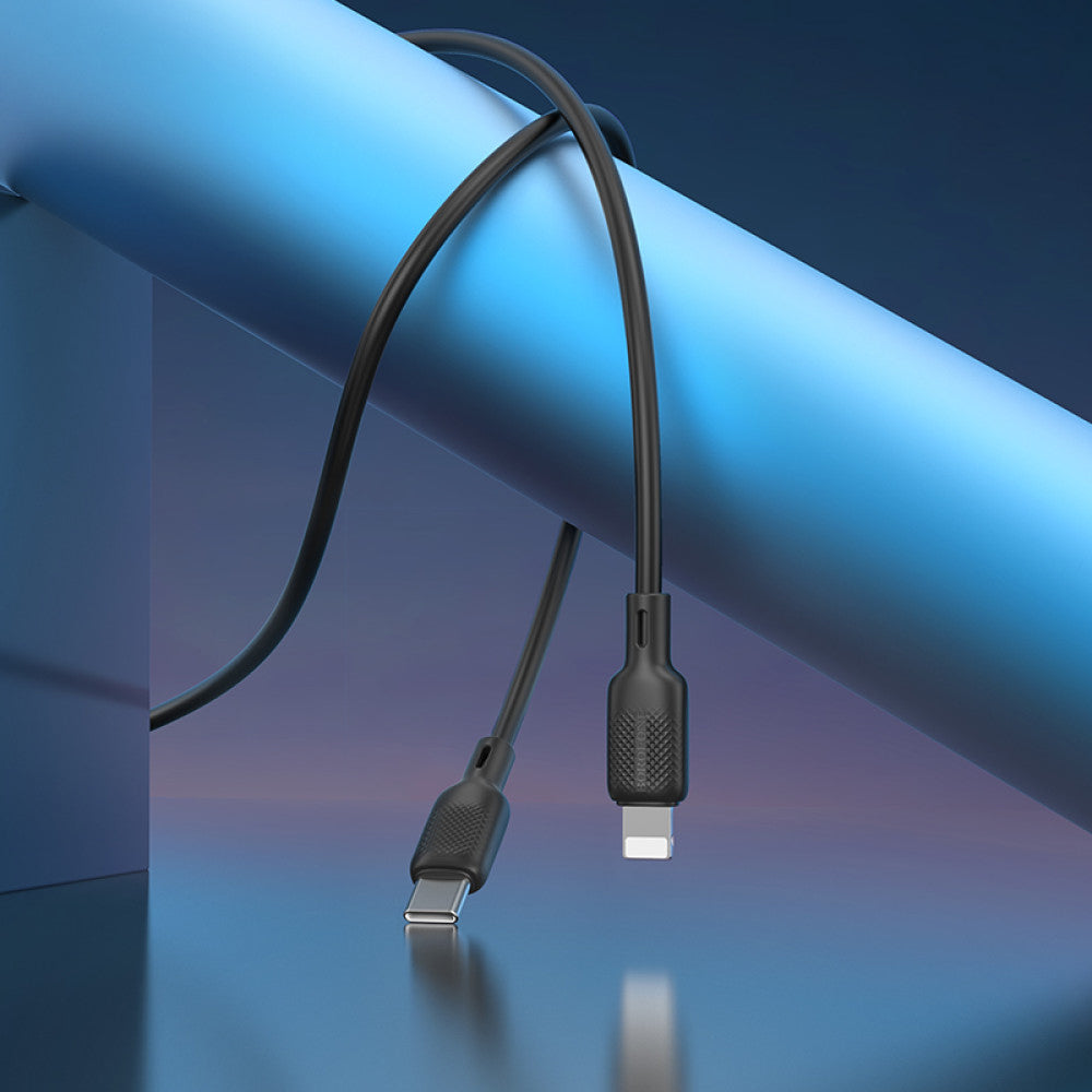 Borofone - Data Cable Lenny Series (BX113) - Type-C to Lightning, 3A, 27W, Silicone, 2m - Black