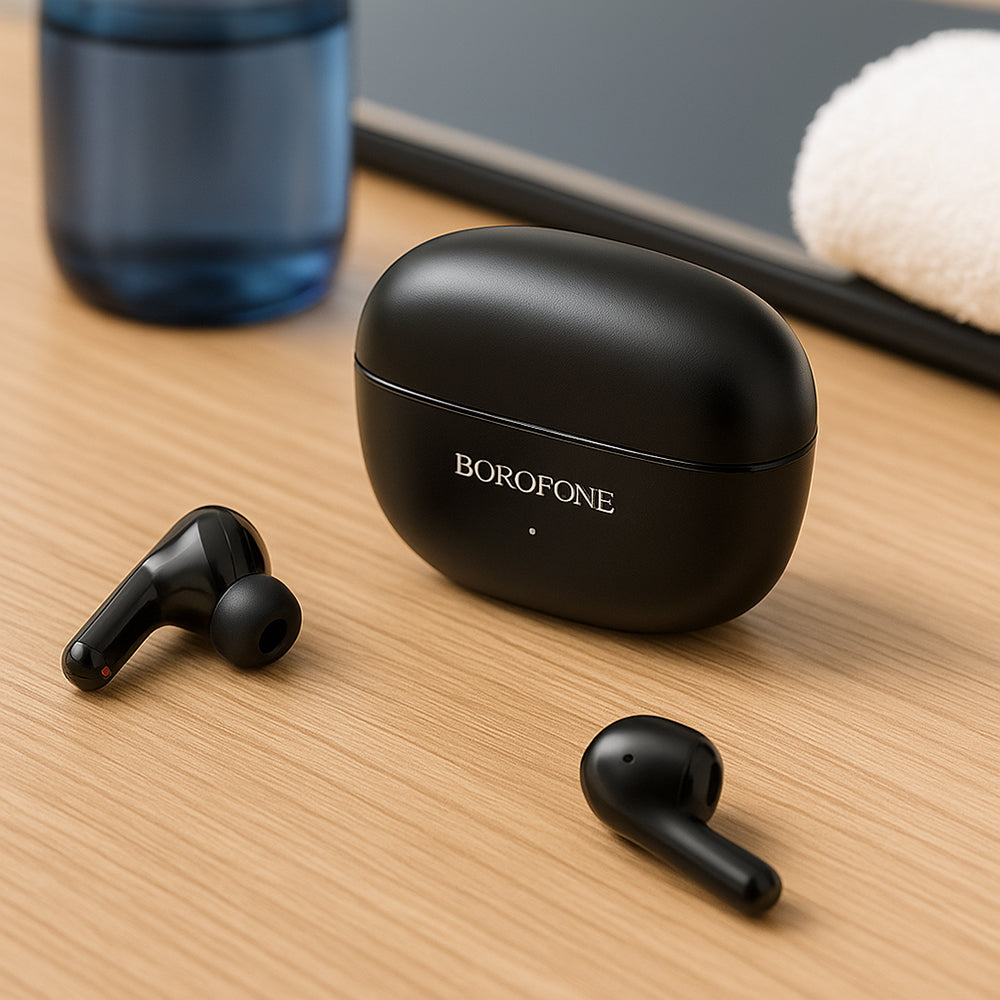 Borofone - Wireless Earbuds Shine (FQ1) - Bluetooth V5.4, TWS, 320mAh, Multipoint, Track Control, Siri Activation - Black